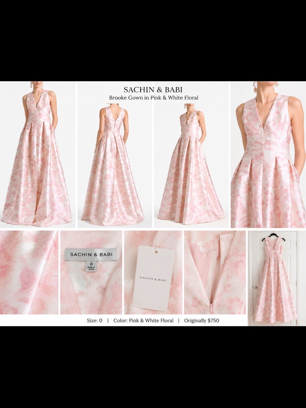 🌸 NWT Sachin & Babi Brooke Gown | Size 0 | SOLD OUT Designer Floral Ball Gown |